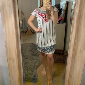 Embroidered Striped Dress
